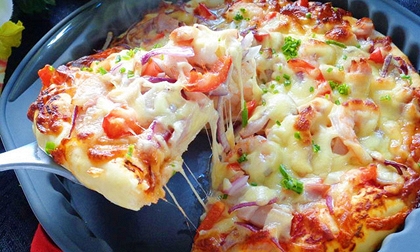 pizza bánh chưng,  pizza, cách làm  pizza, làm  pizza ngon tại nhà, cách nấu ăn, hướng dẫn nấu ăn 